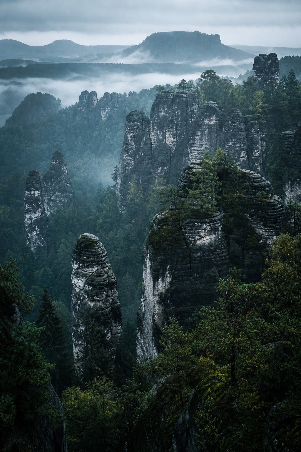 Aussicht über Sandsteinfelsen der Sächsischen Schweiz